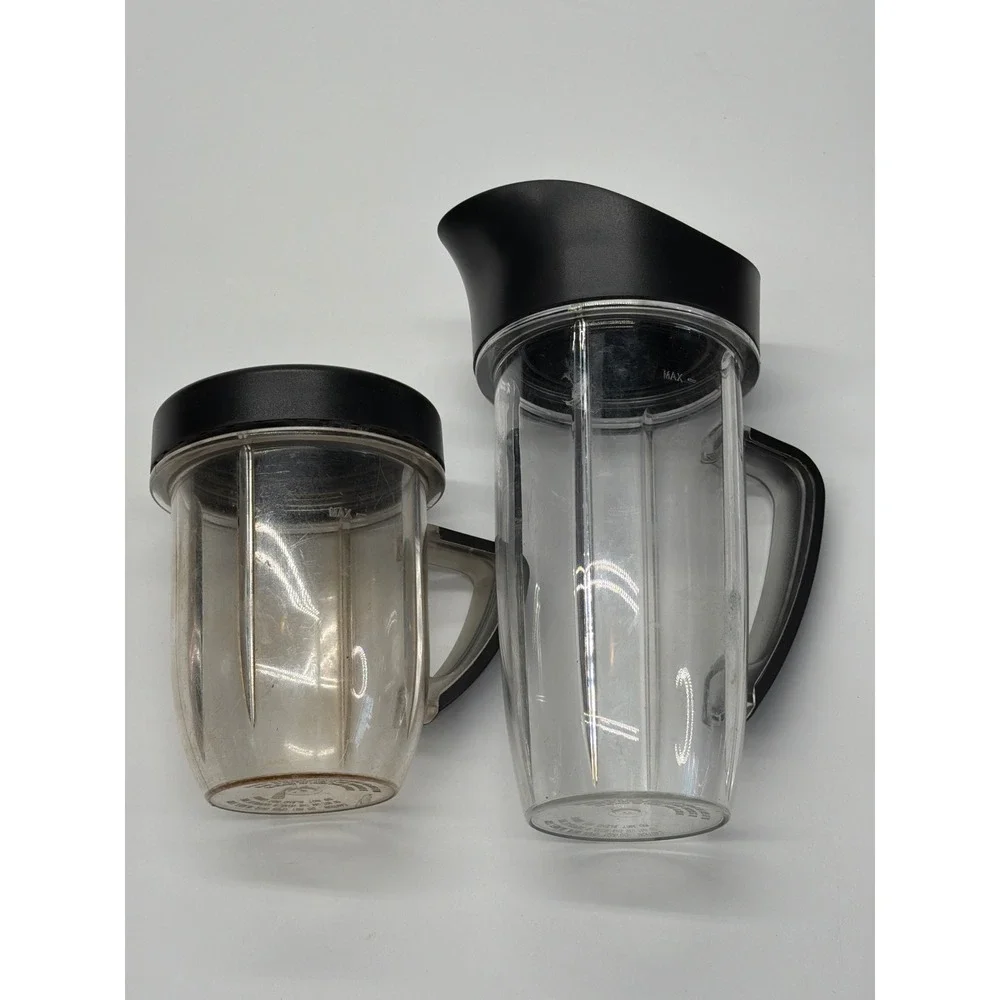 NutriBullet Replacement Pitcher and Cup Set Clear Plastic with Black Handles